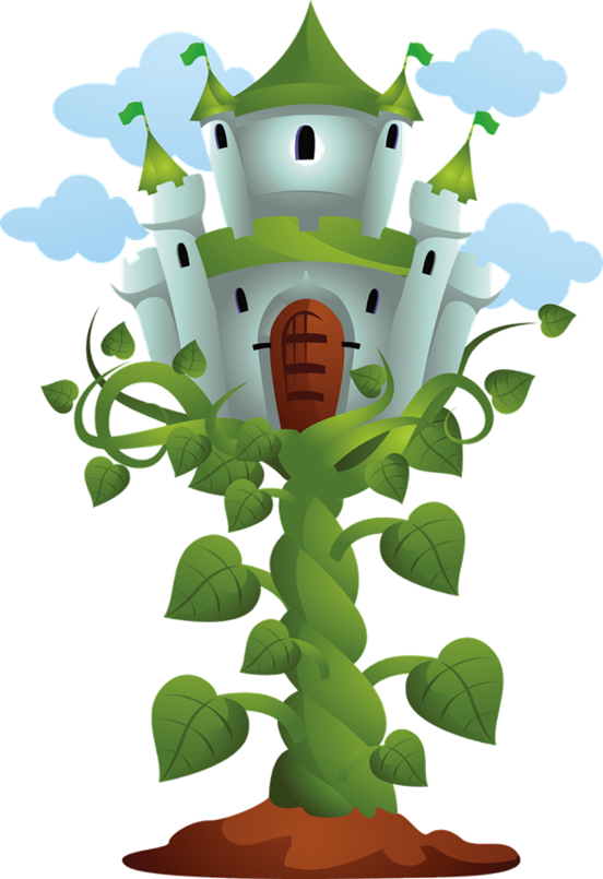 Ilustração do feijoeiro mágico com castelo no topo
